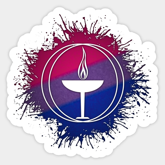 Paint Splatter Bisexual Pride Unitarian Universalism Symbol Sticker by LiveLoudGraphics